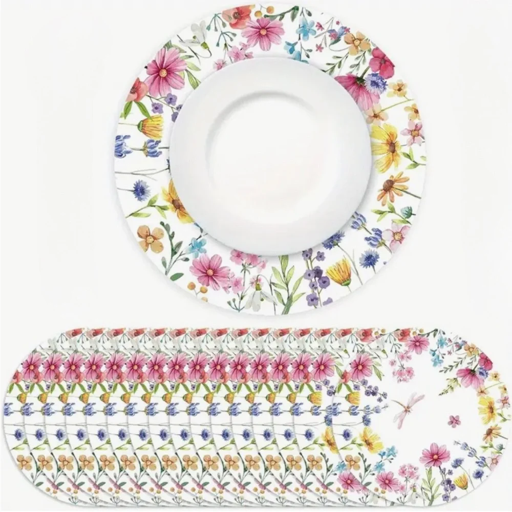 Set of 16 Wildflower Dragonfly Disposable Paper Placemats